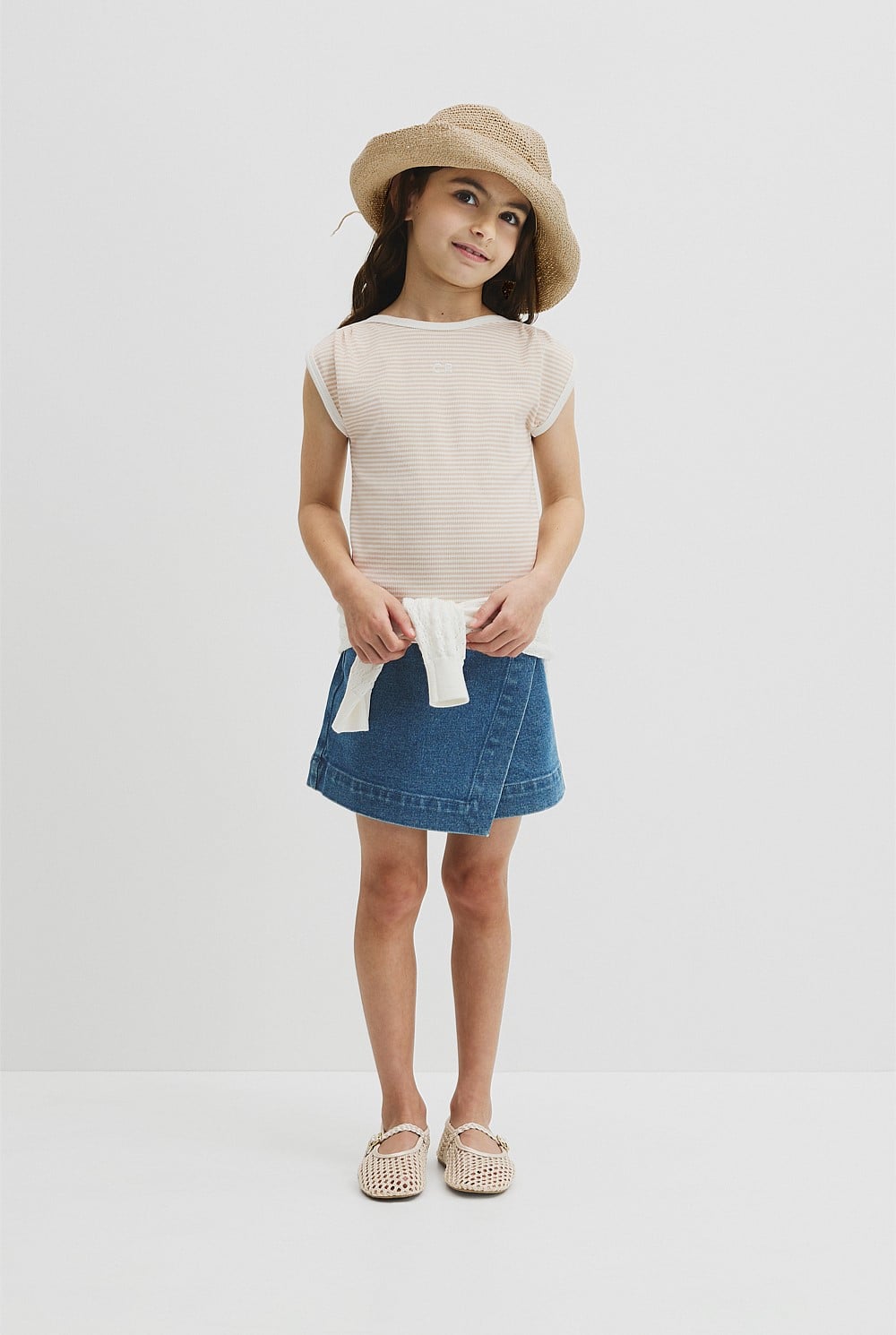 Australian Cotton Blend Short Sleeve Stripe Rib T-Shirt