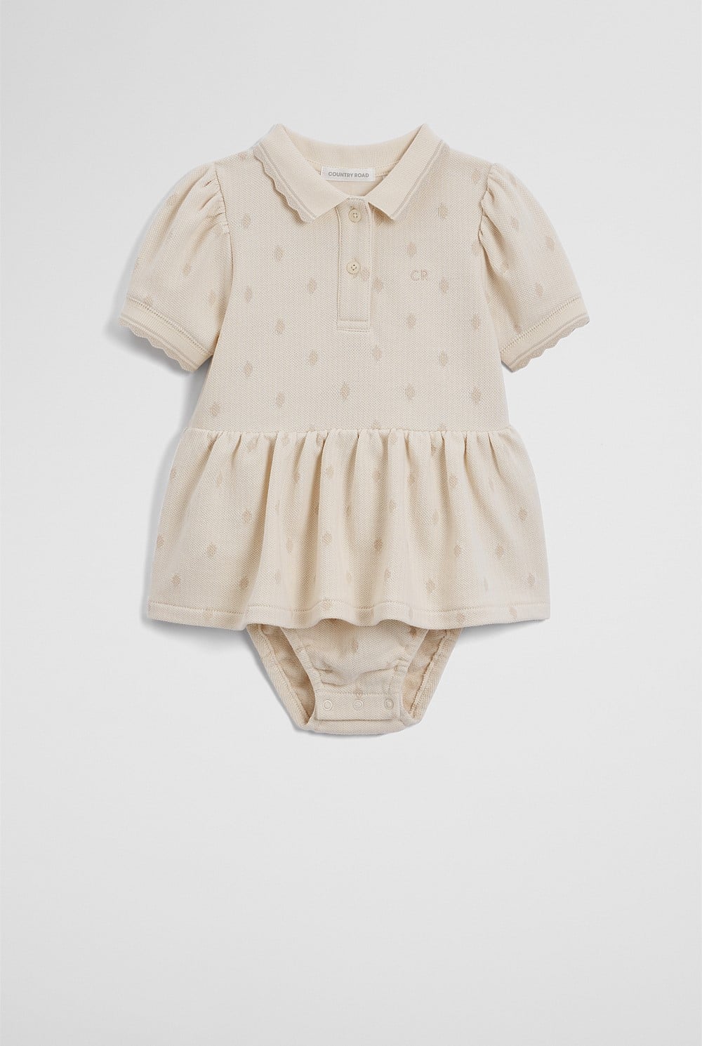 Australian Cotton Short Sleeve Jacquard Romper Dress