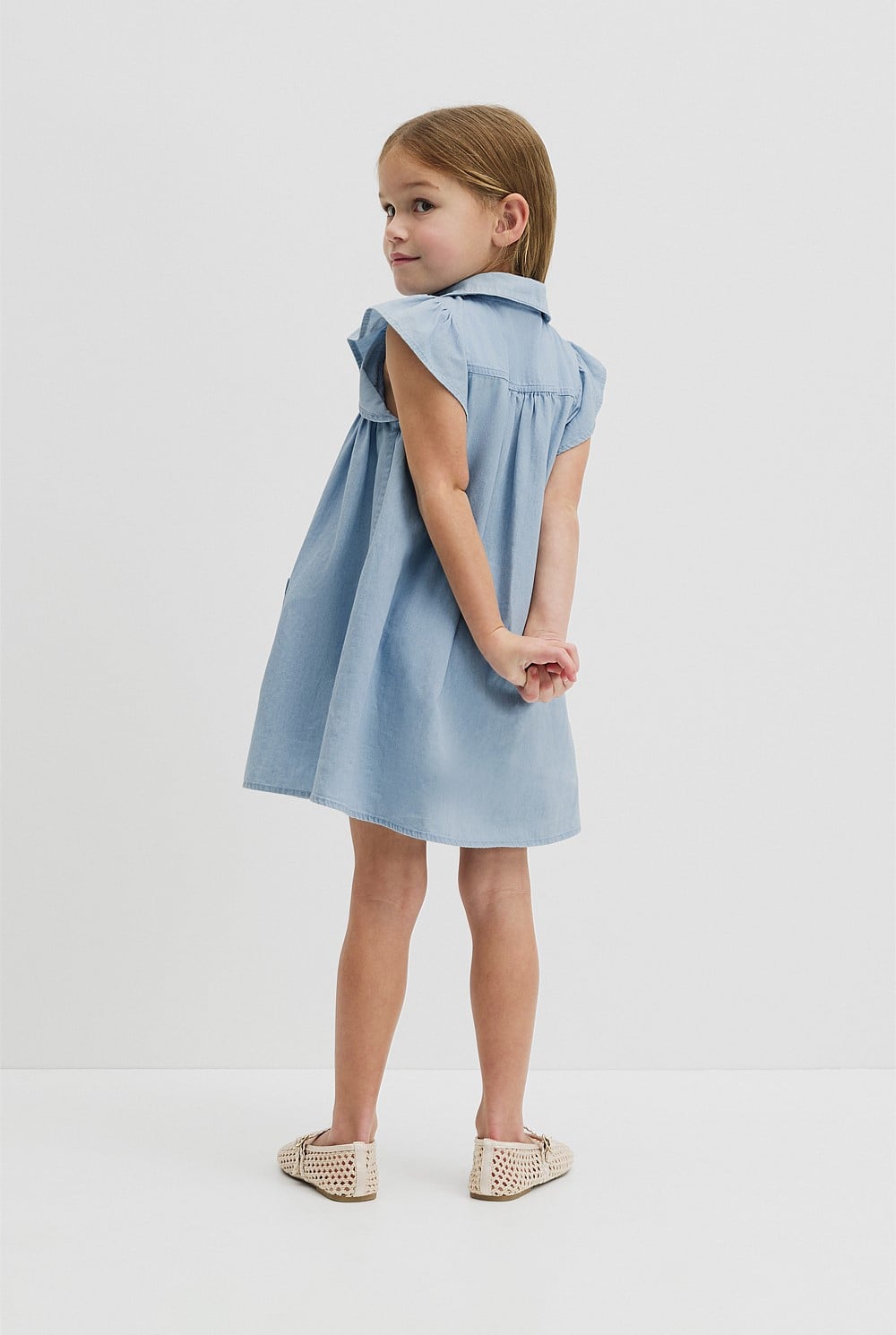 Organically Grown Cotton Short Sleeve Chambray Dress