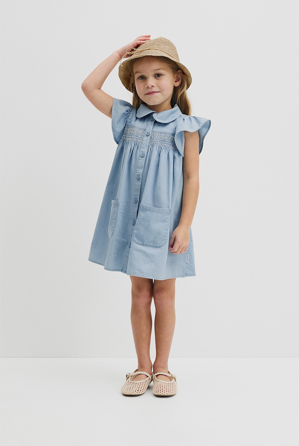 Organically Grown Cotton Short Sleeve Chambray Dress