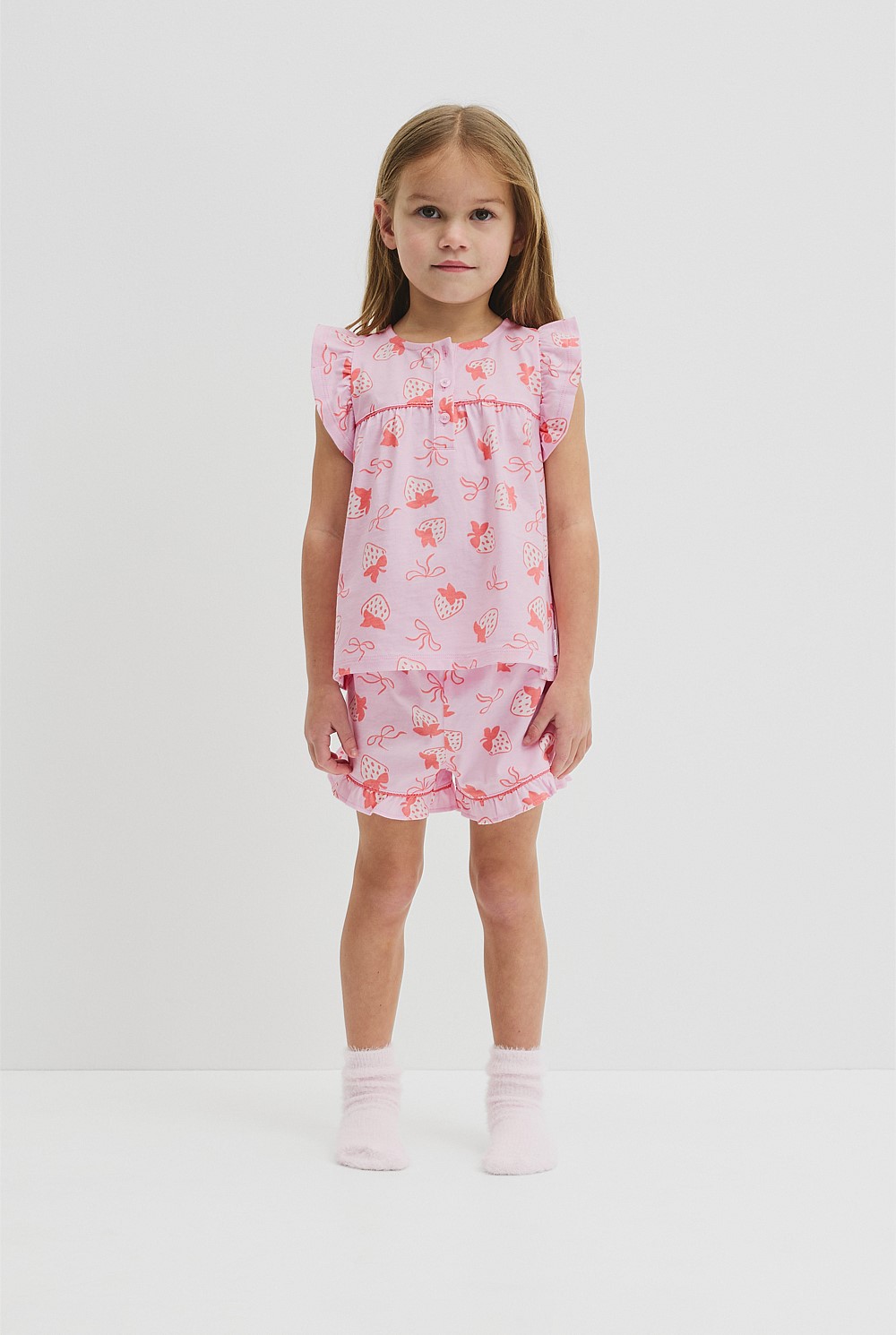 Australian Cotton Short Sleeve Frill Sleep Set