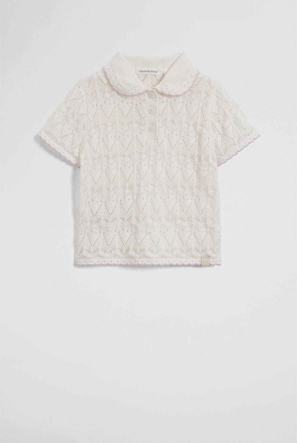 Australian Cotton Short Sleeve Collar Knit Top