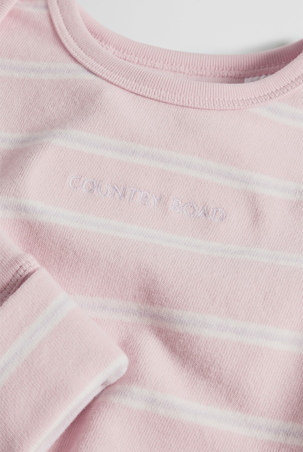 Organically Grown Cotton Stripe Logo Long Sleeve Bodysuit