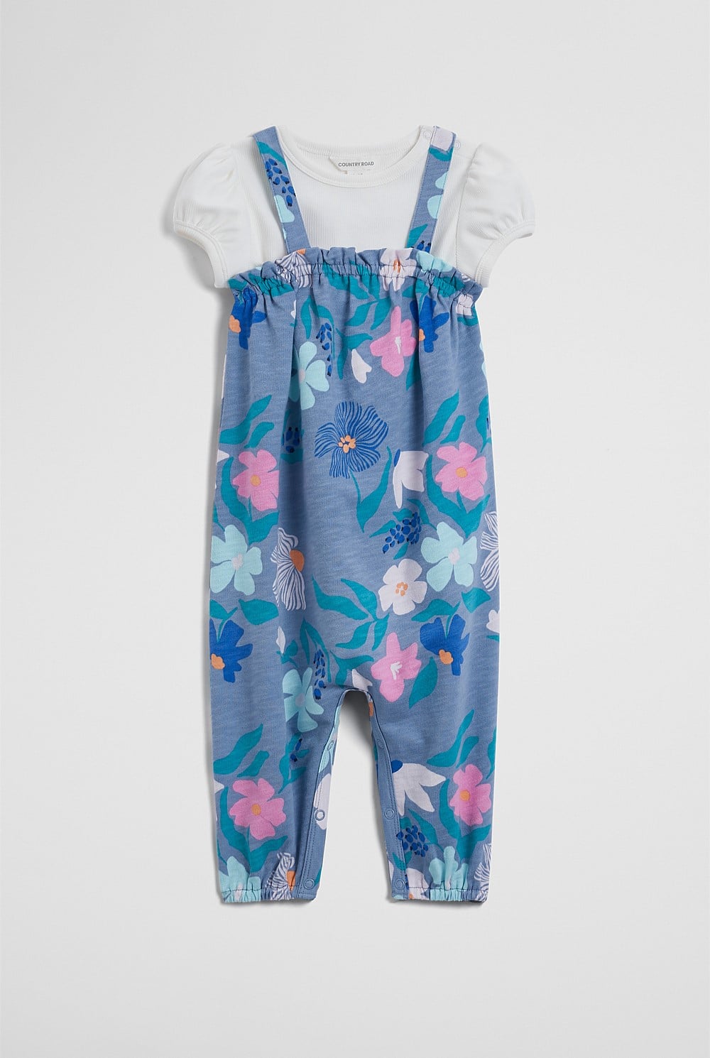 Organically Grown Cotton Short Sleeve Print Overall Set