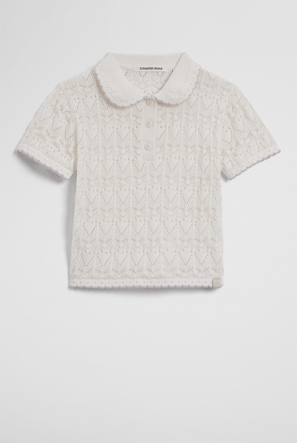 Short Sleeve Collar Knit Top