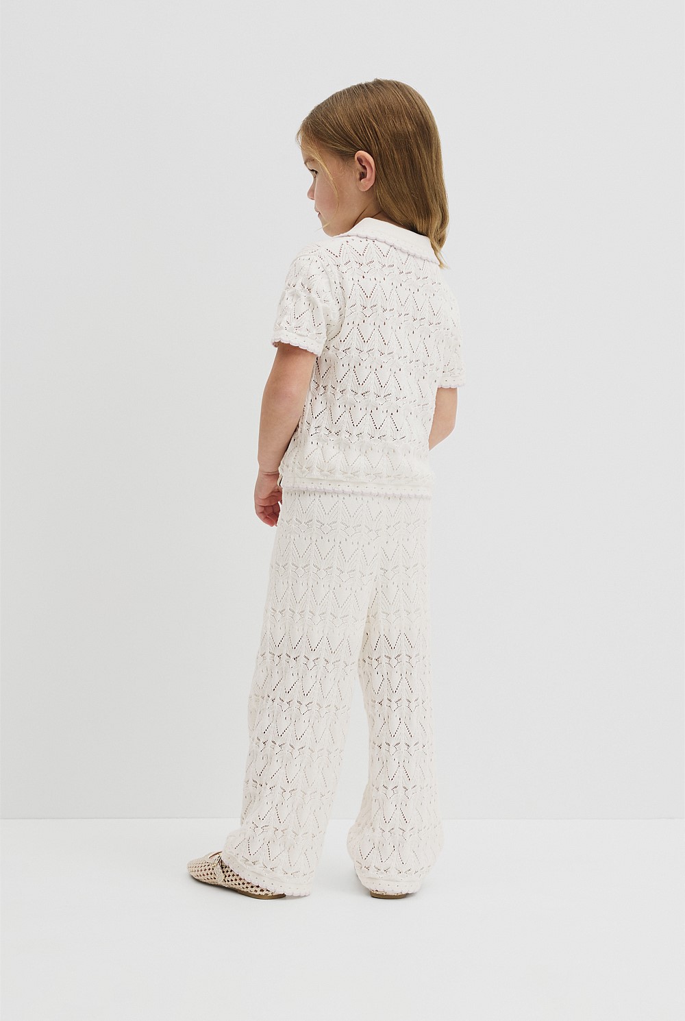 Short Sleeve Collar Knit Top