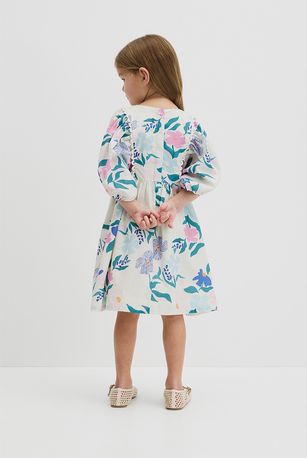 Short Puff Sleeve Print Dress