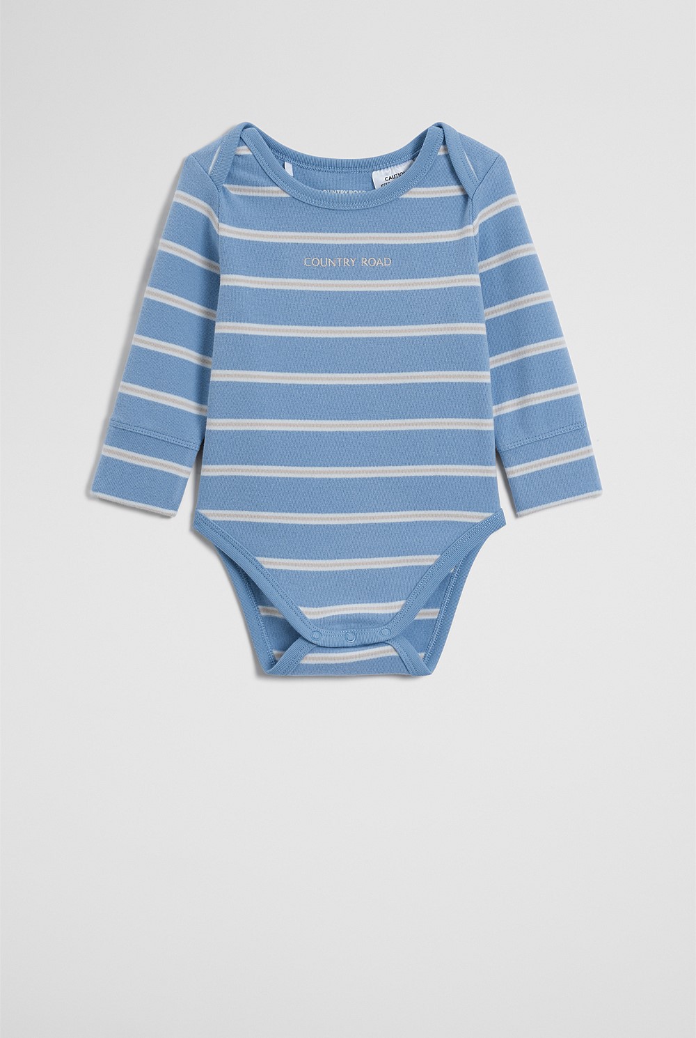 Organically Grown Cotton Stripe Logo Long Sleeve Bodysuit