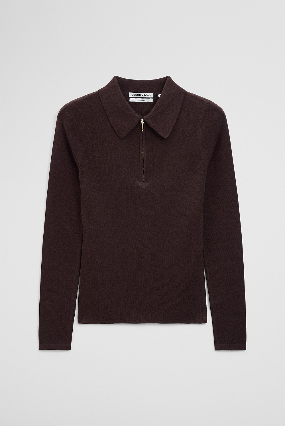 Merino Wool Silk Blend Collared Knit