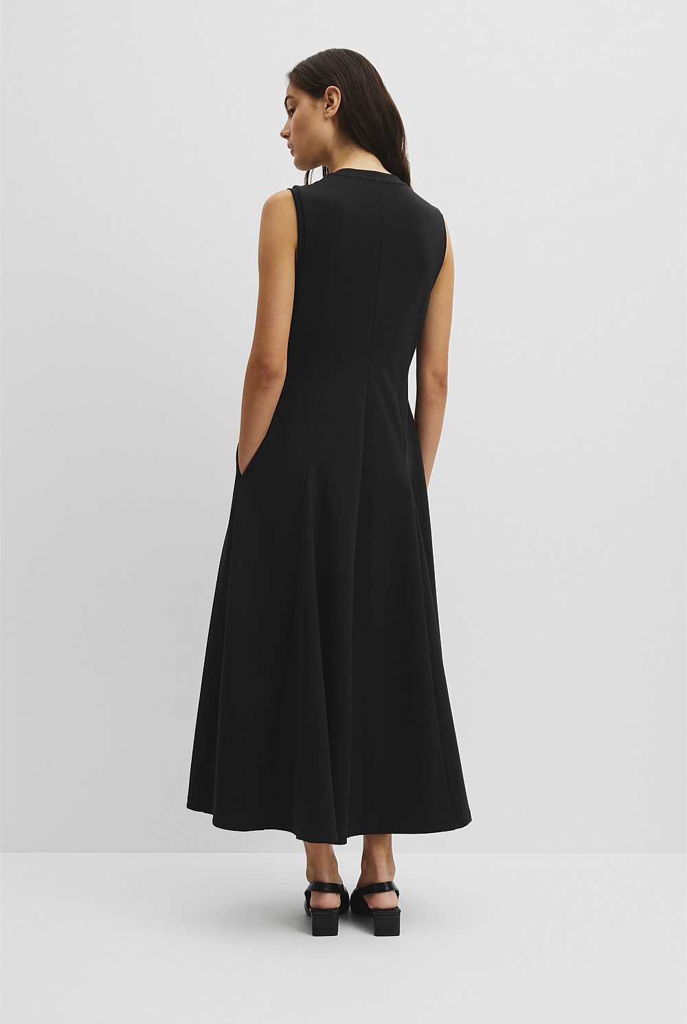 Panel Zip Neck Ponte Dress