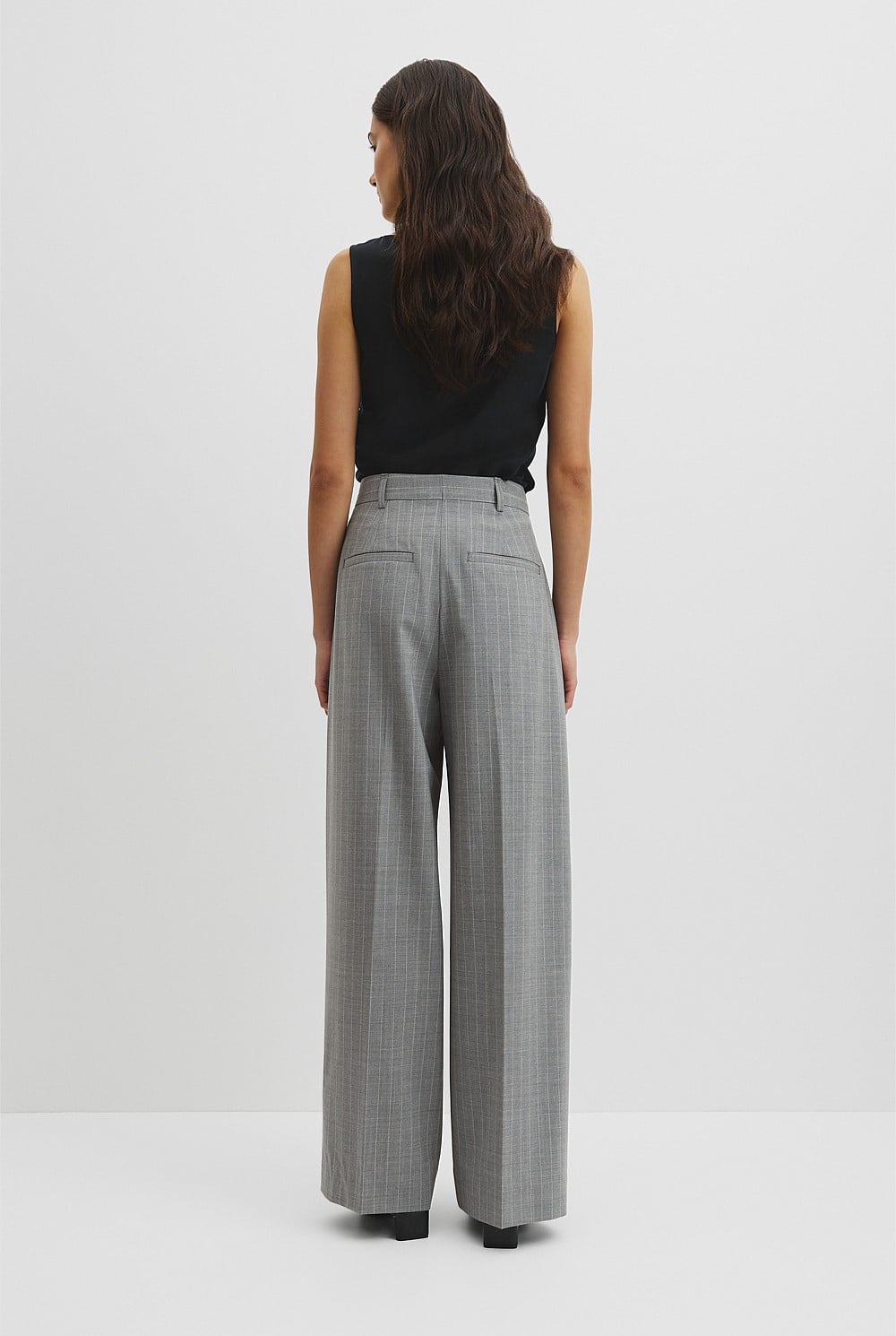 Wool Blend Tailored Pinstripe Pant