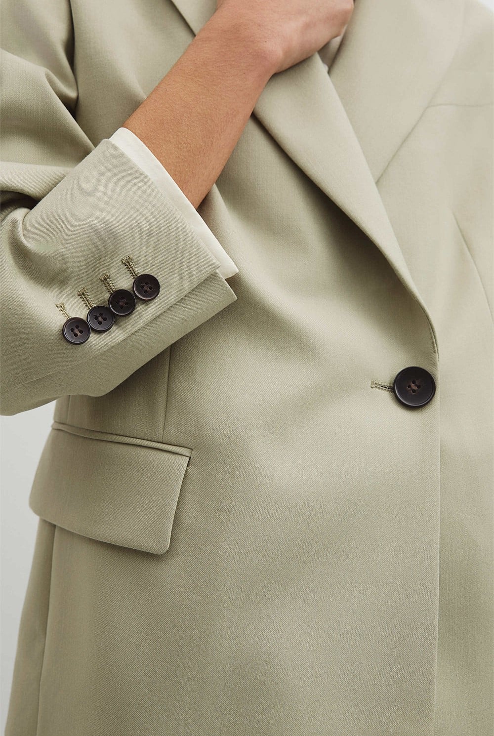 Wool Blend Wrap Blazer