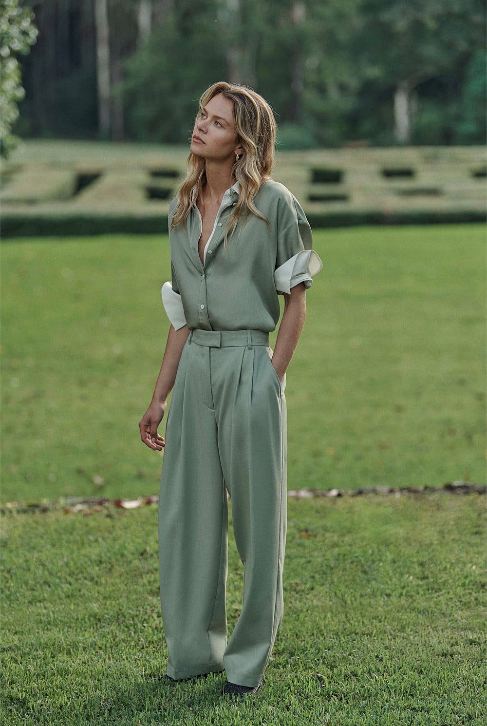 Wool Blend Tailored Pant