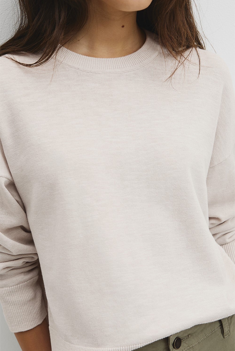 Cotton Linen Crew Neck Knit