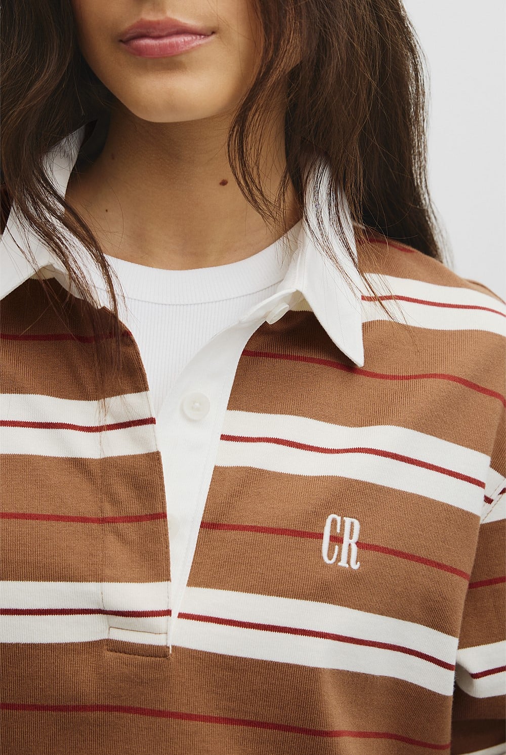 Australian Cotton Stripe Rugby Polo Sweat
