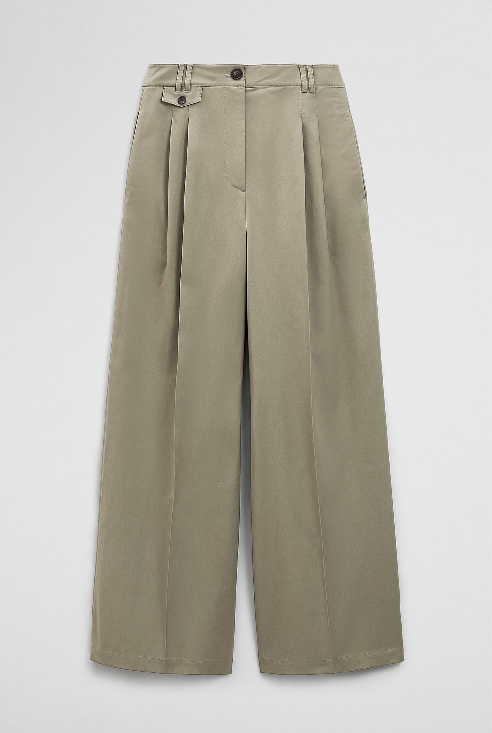 Cotton Blend Pleat Front Pant