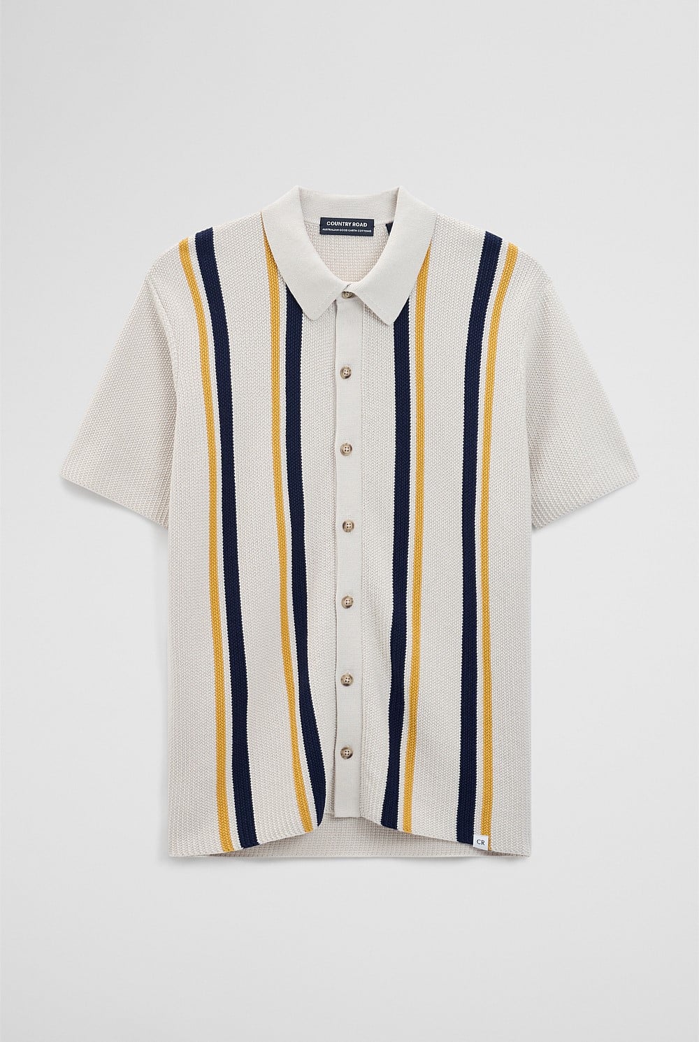 Australian Good Earth Cotton Textured Stripe Knit Shirt