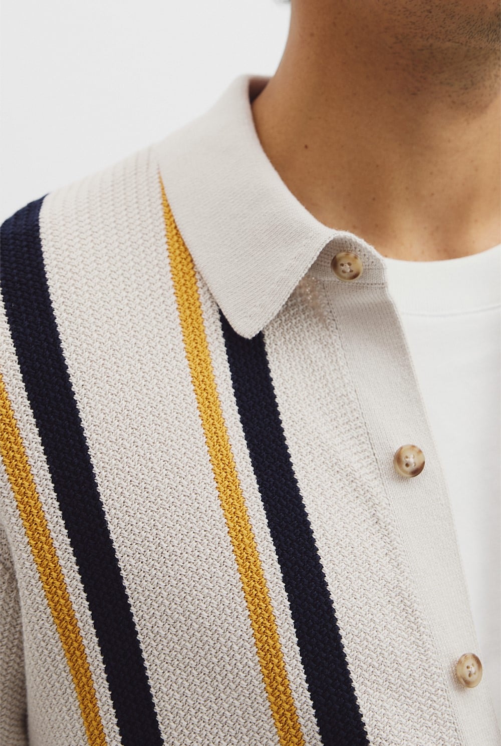 Australian Good Earth Cotton Textured Stripe Knit Shirt