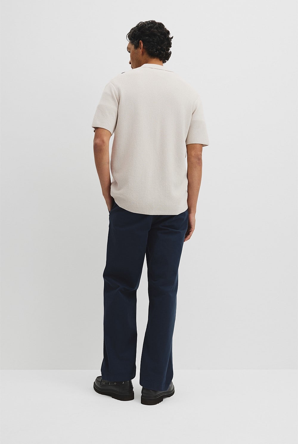 Australian Good Earth Cotton Textured Stripe Knit Shirt