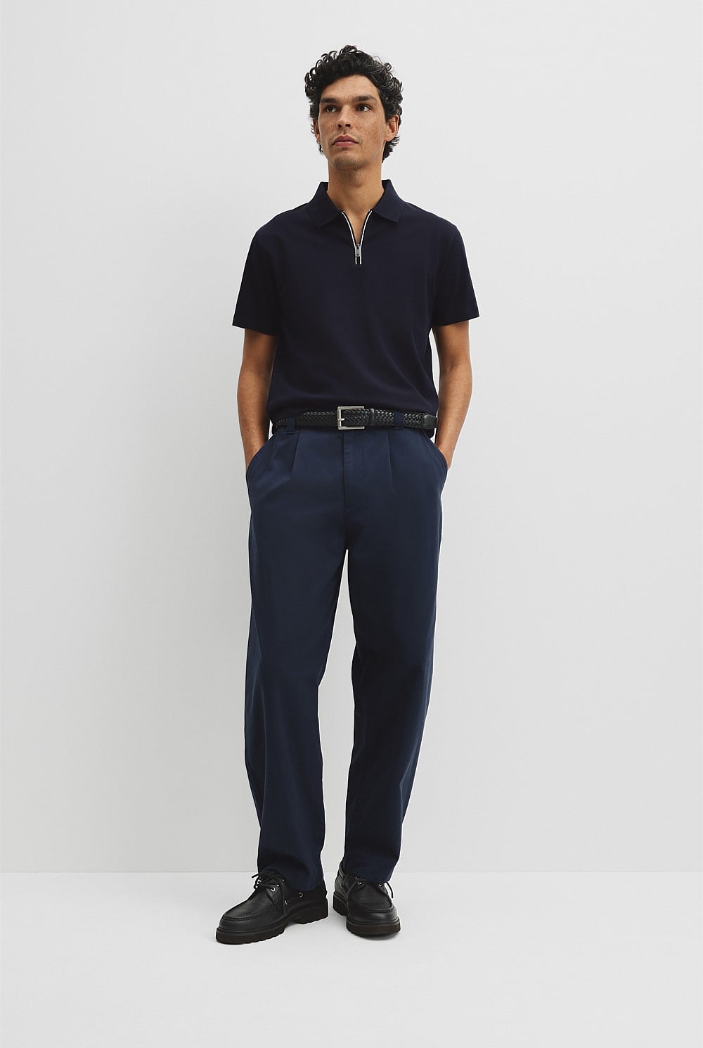 Merculalised Cotton Pique Zip Polo