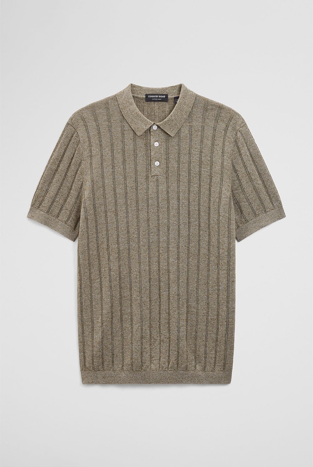 Linen Cotton Stripe Knit Polo