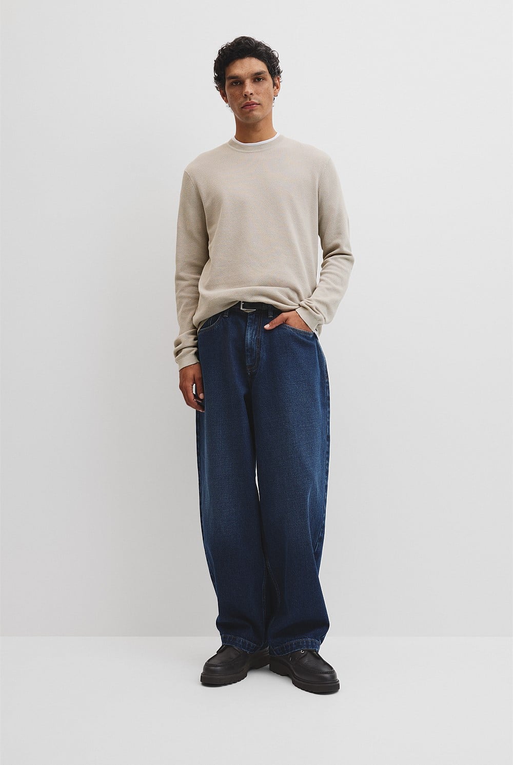 Australian Good Earth Cotton Pique Crew Neck Knit