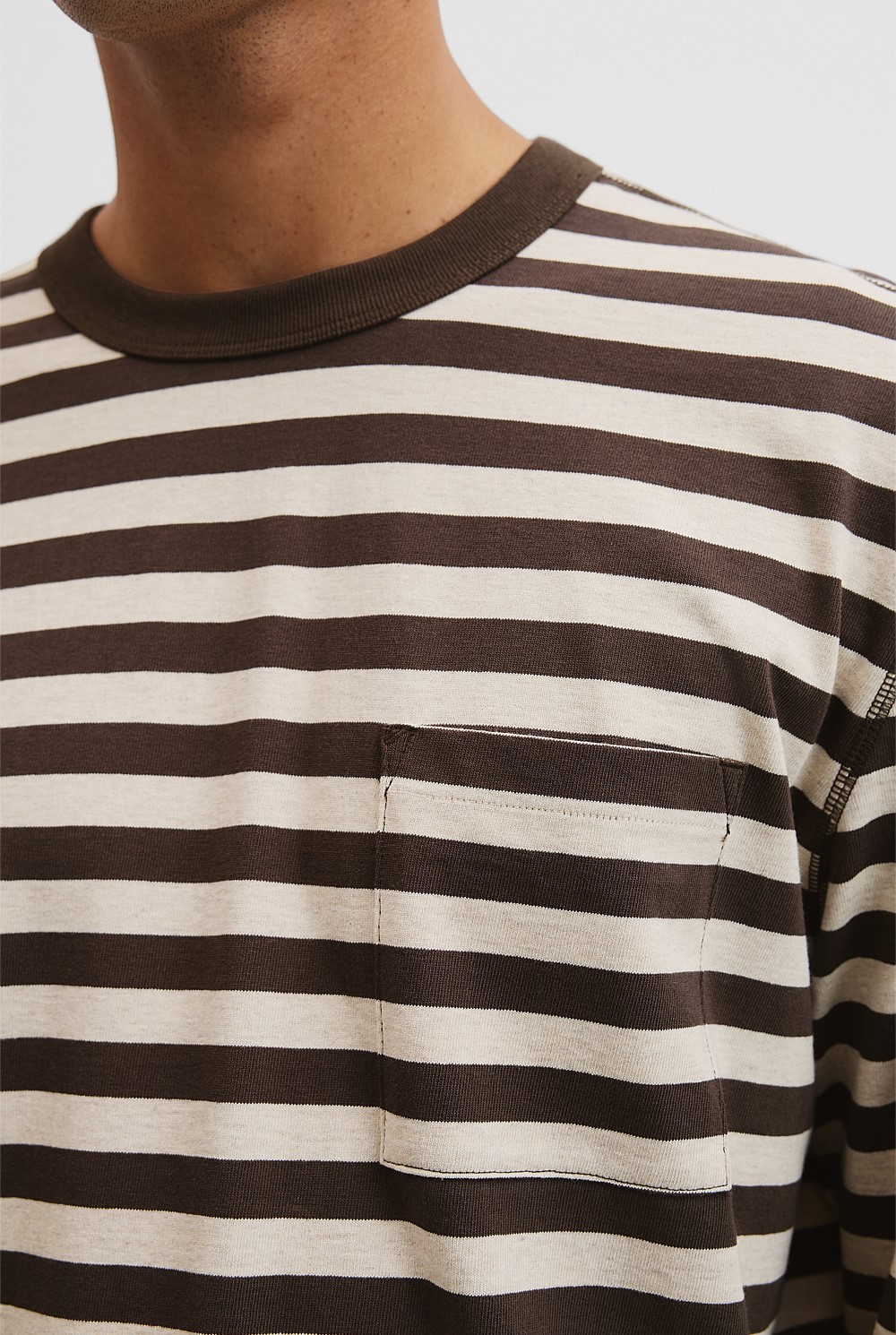 Australian Cotton Long Sleeve Stripe T-Shirt