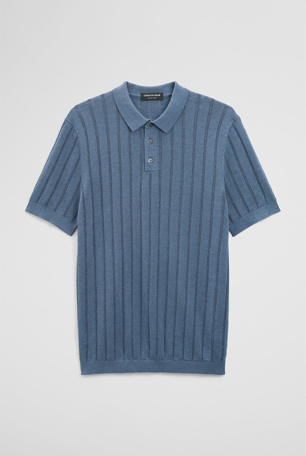 Linen Cotton Stripe Knit Polo