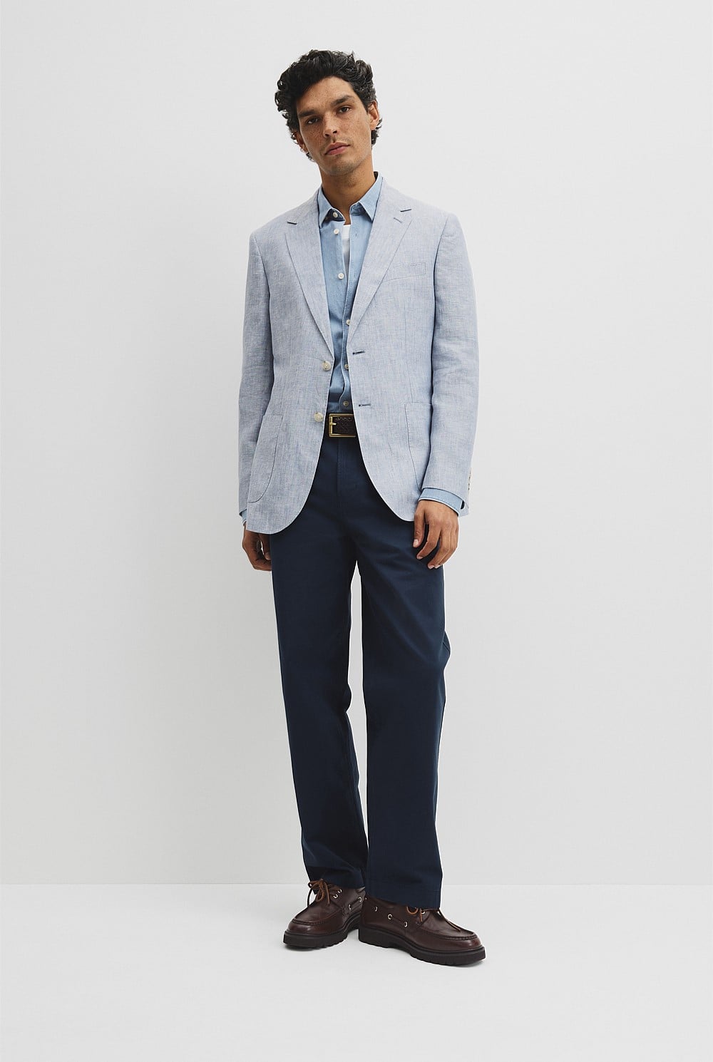 Regular Fit Linen Chambray Jacket
