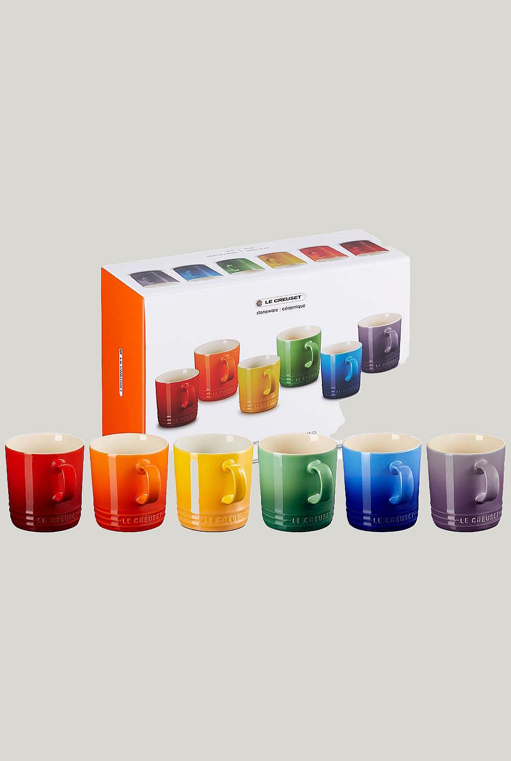 Stoneware Rainbow Set Of 6 Mugs 350ml