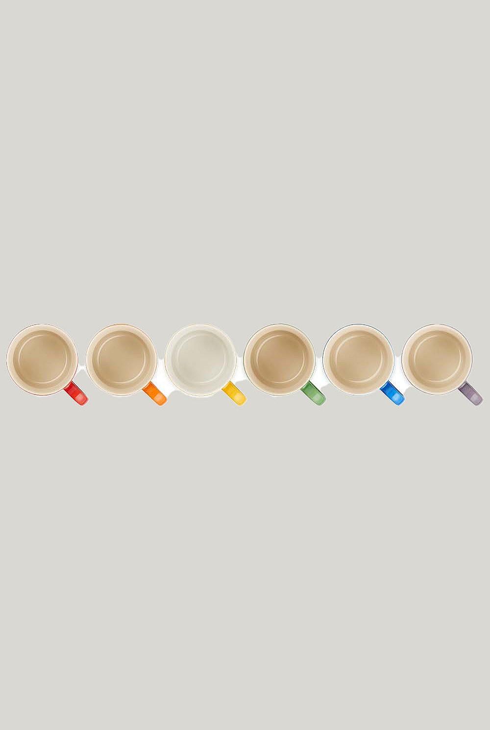 Stoneware Rainbow Set Of 6 Mugs 200ml