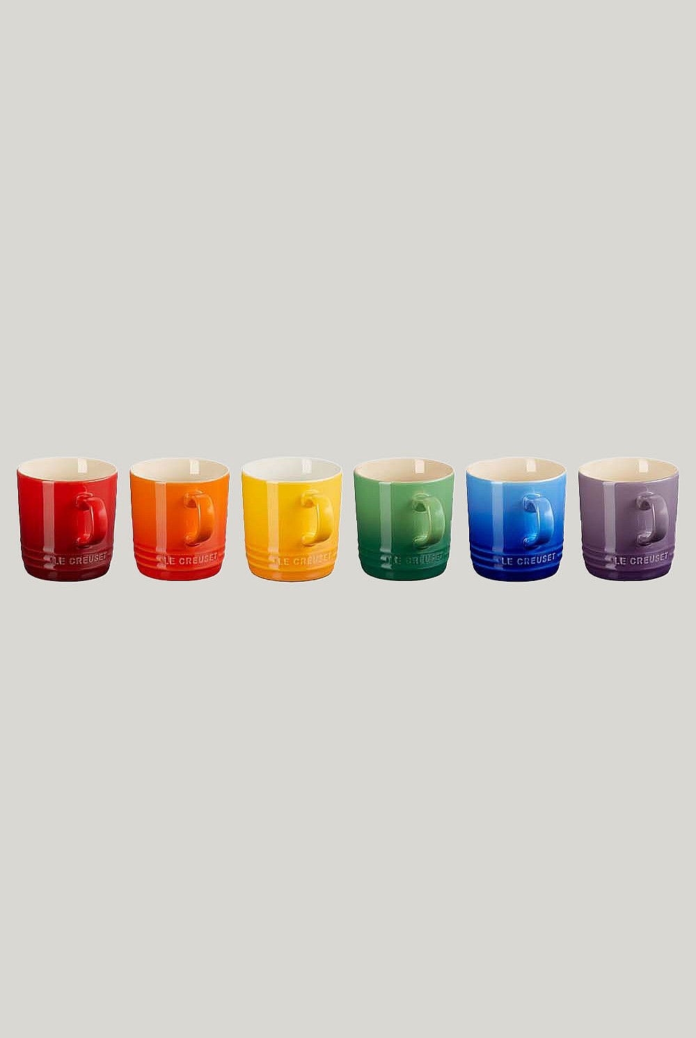 Stoneware Rainbow Set Of 6 Mugs 200ml