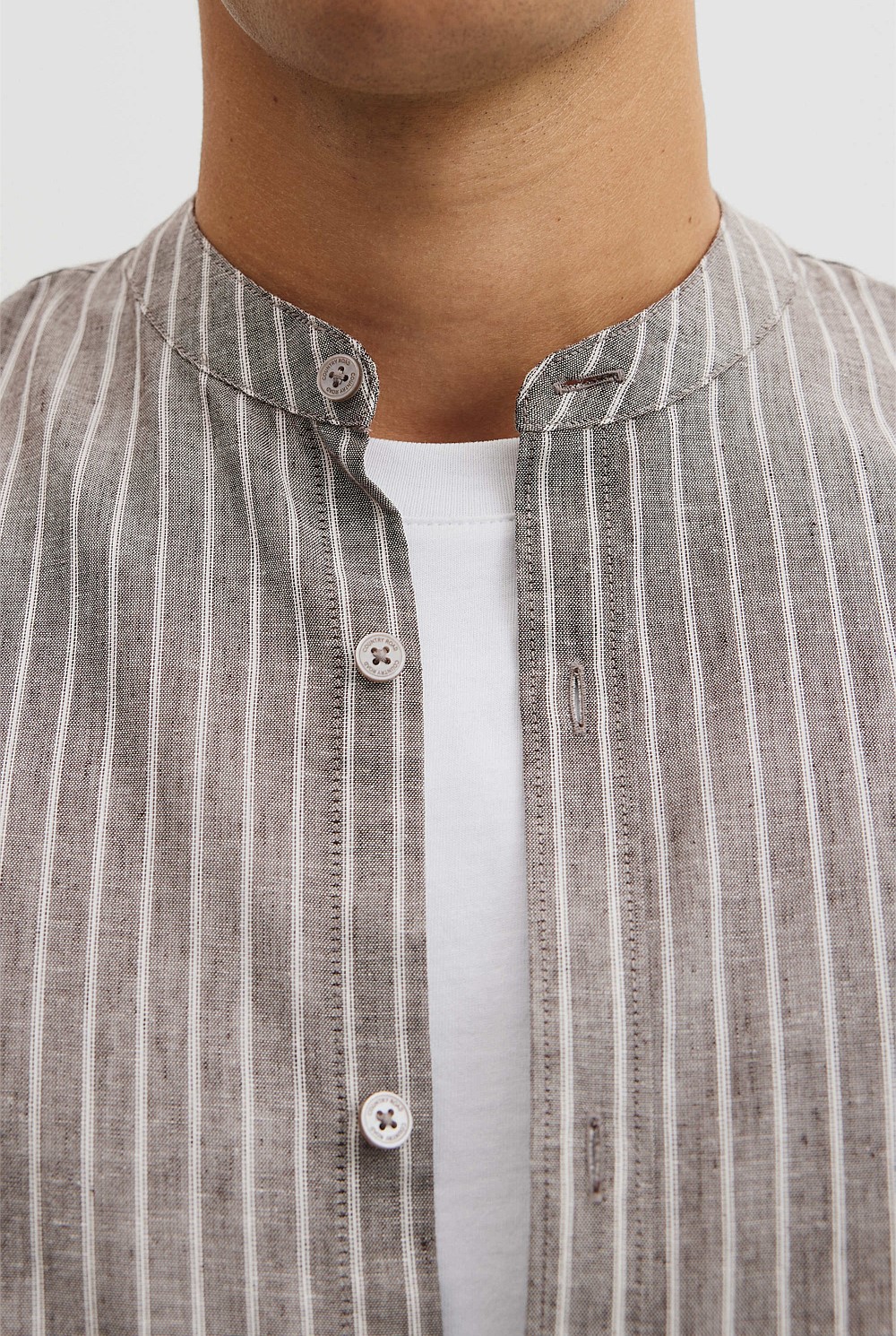 Regular Fit Cotton Linen Standard Collar Shirt
