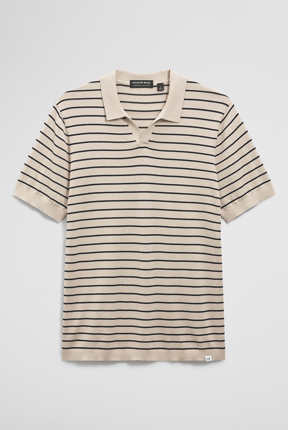 Australian Cotton Silk Stripe Knit Polo