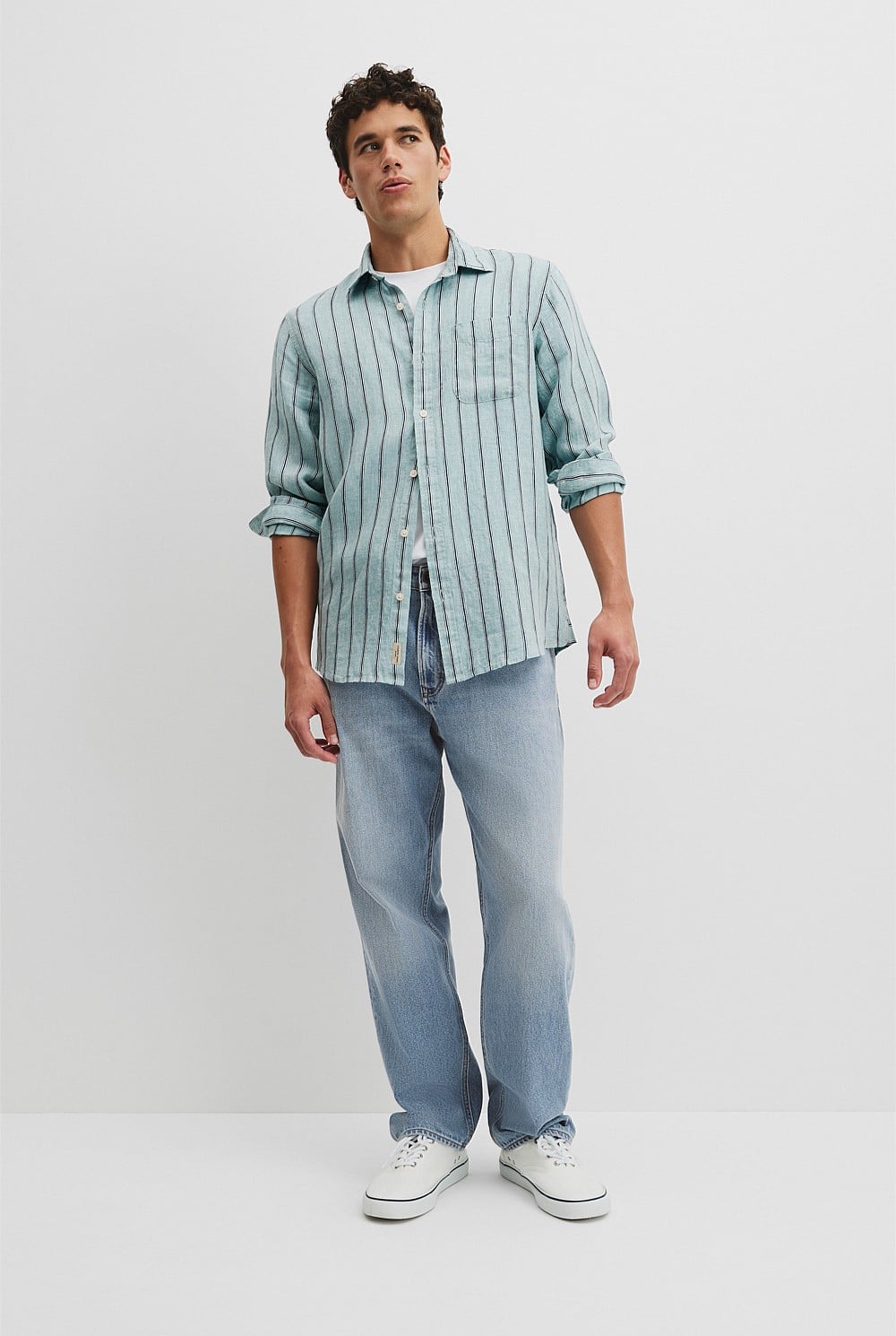 Regular Fit Linen Stripe Shirt