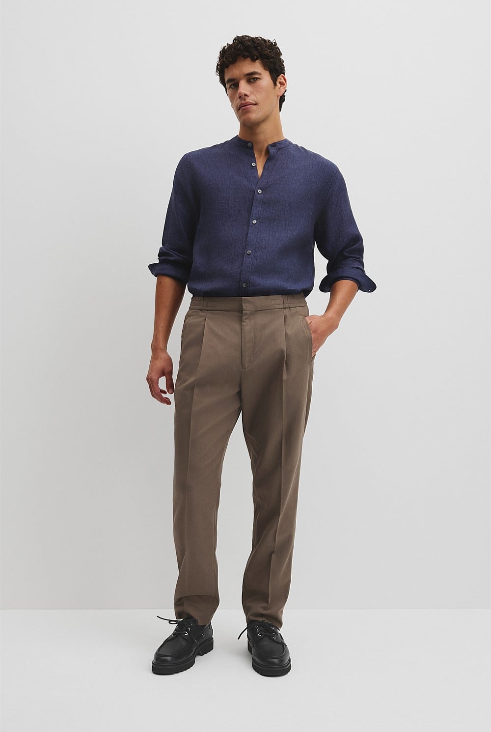 Regular Fit Delave Linen Standard Collar Shirt