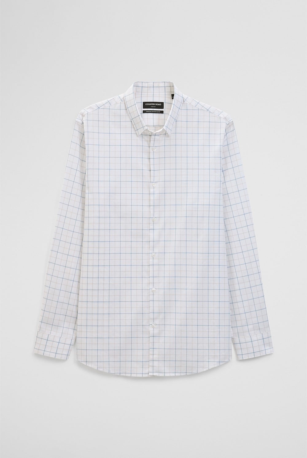 Long Sleeve Slim Cut and Sew Grid Shirt