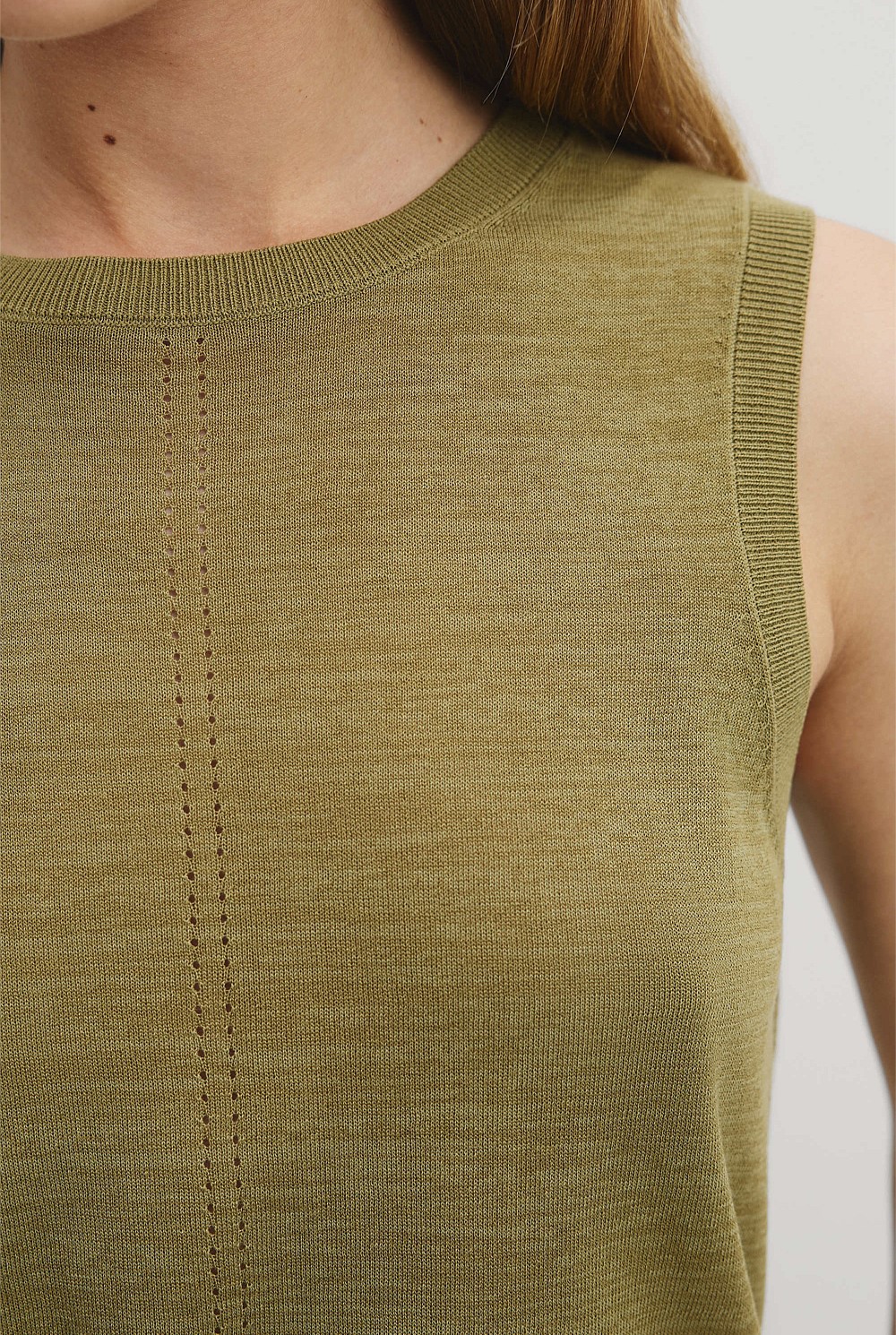 Pointelle Detail Neck Tank