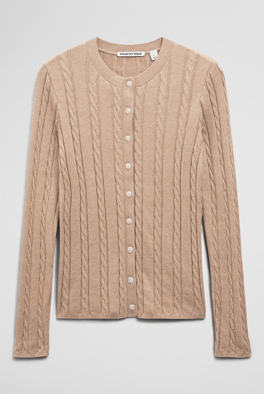 Organically Grown Cotton Blend Cable Knit Cardigan