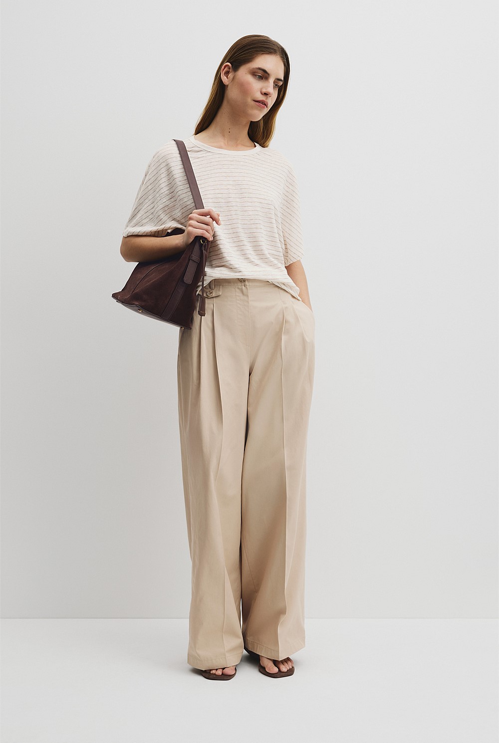 Stripe Linen Dolman T-Shirt