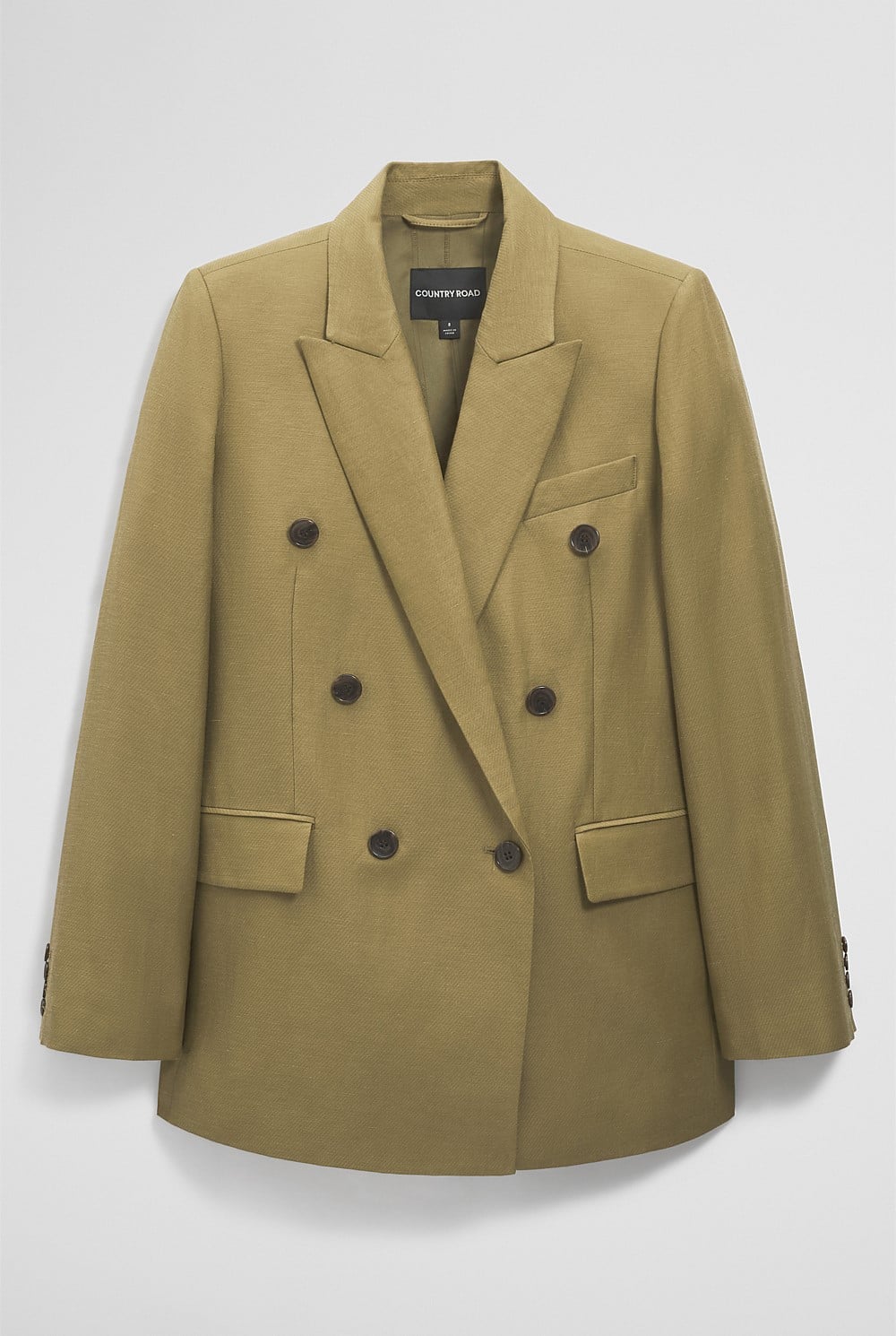 Linen Blend Double Breasted Blazer