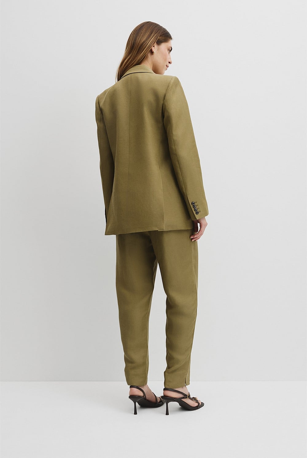 Linen Blend Double Breasted Blazer