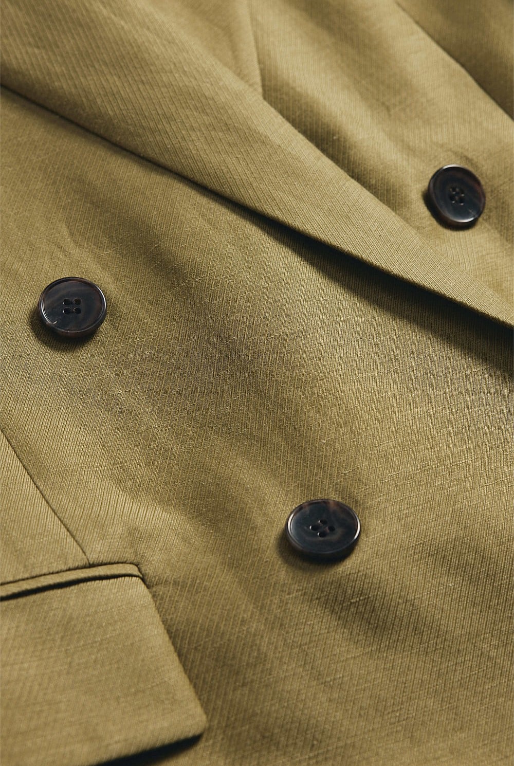 Linen Blend Double Breasted Blazer