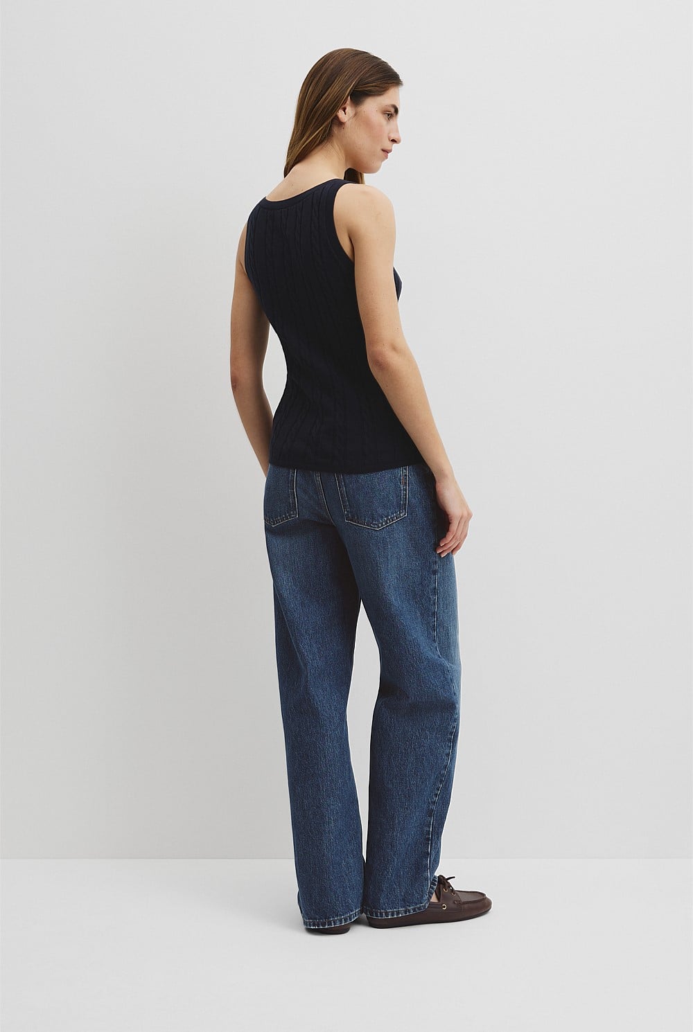 Organically Grown Cotton Blend Cable Knit Tank