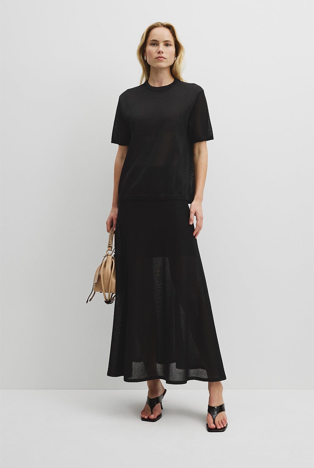 Fine Mesh Knit T-Shirt