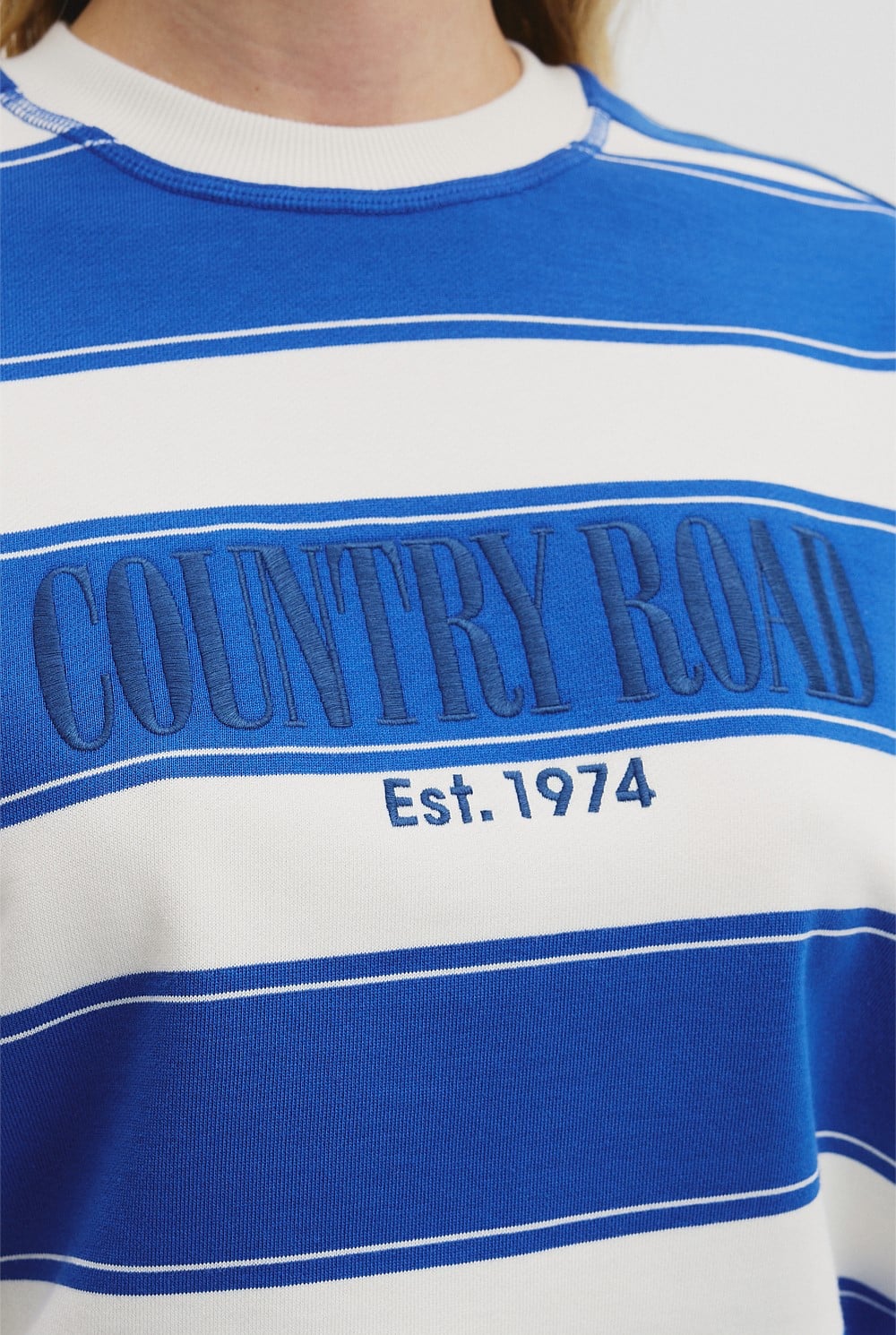 Australian Cotton Stripe Country Road Logo Sweat