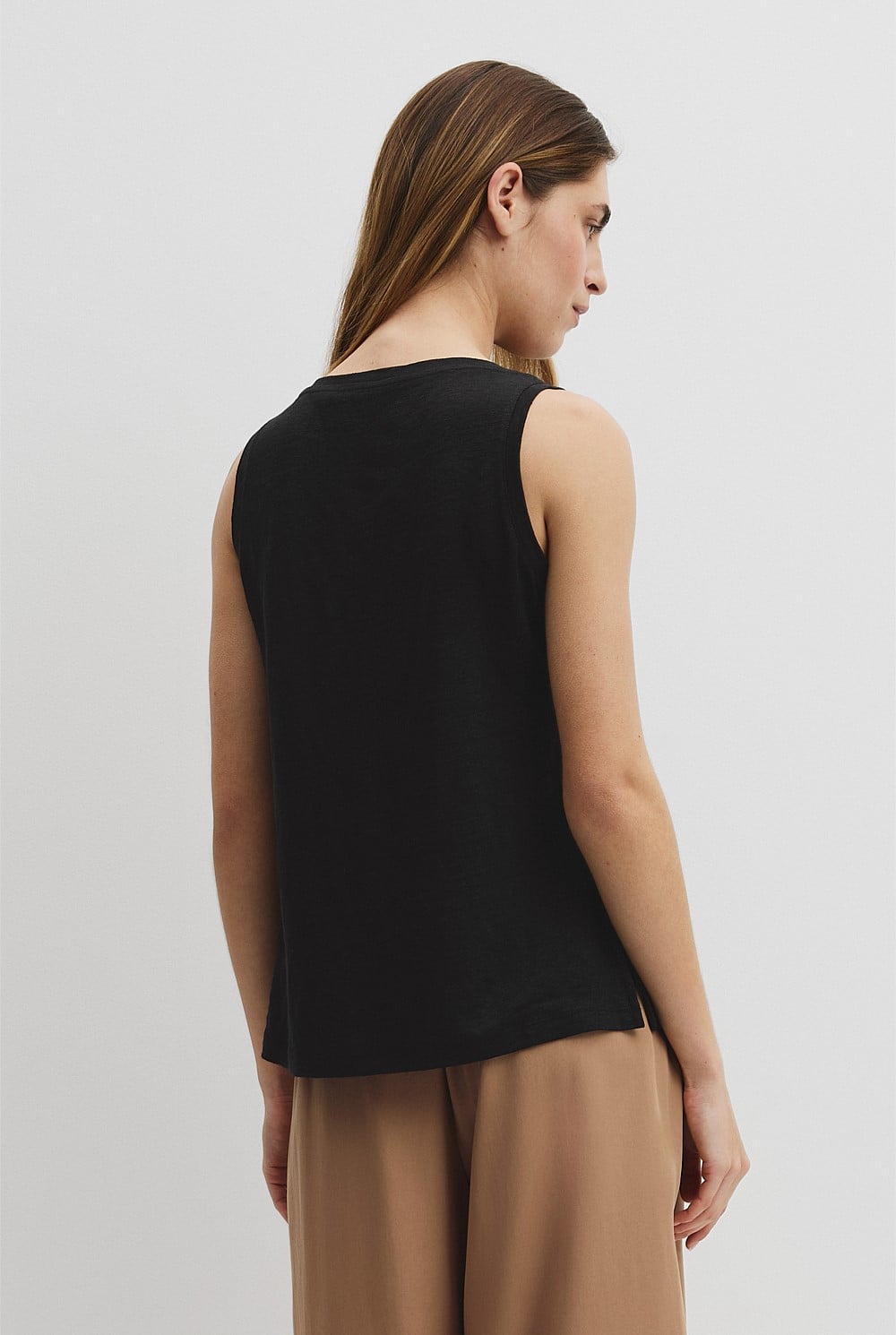 Linen Boat Neck Tank