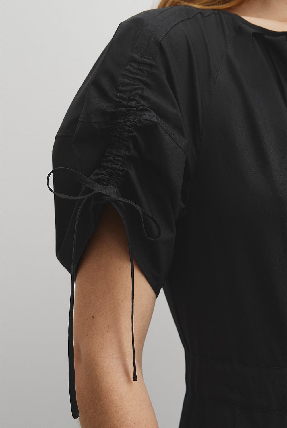 Gathered Sleeve Midi Dress