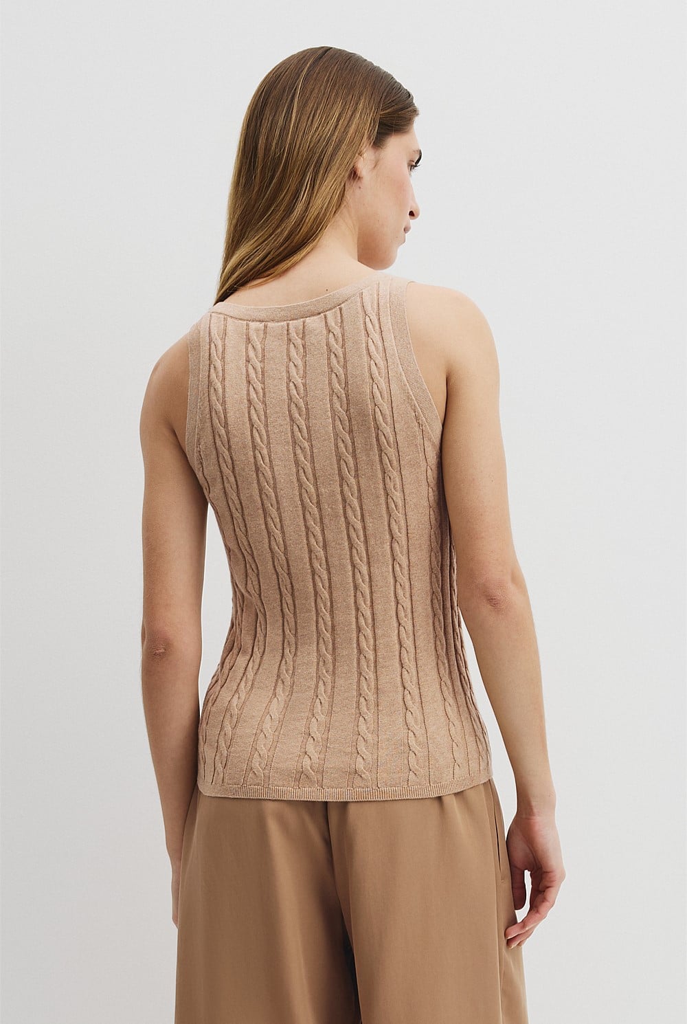Organically Grown Cotton Blend Cable Knit Tank
