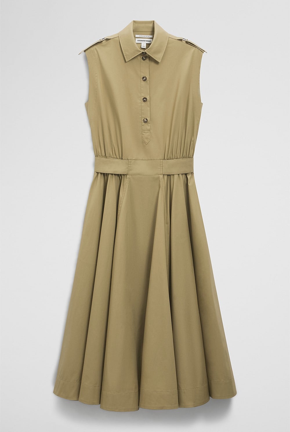 Australian Cotton Fit-and-Flare Midi Dress